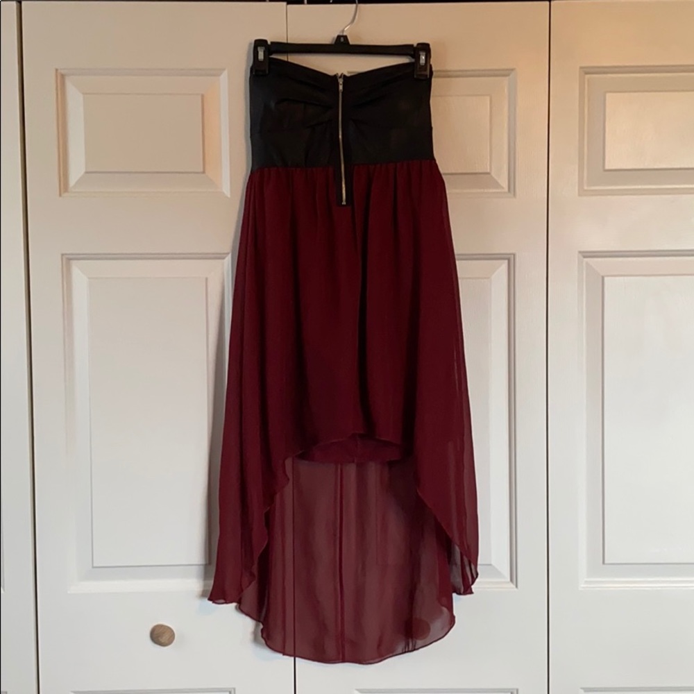 Cute strapless asymmetric dress